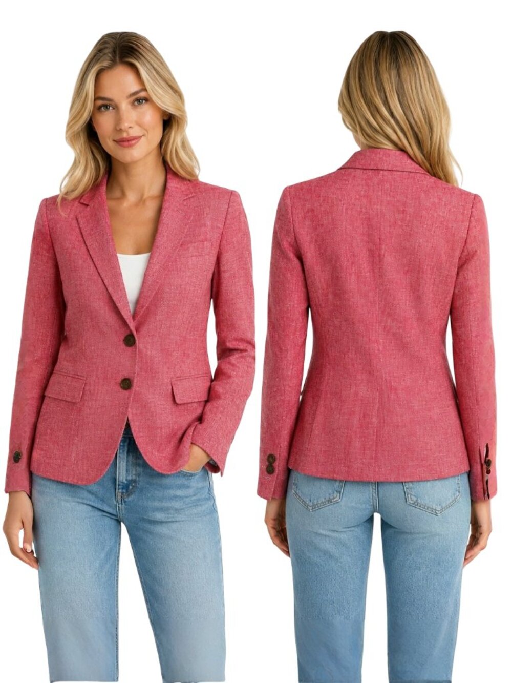 J.Crew Schoolboy Linen Cotton Blazer Jacket Women's Red Tailored Preppy Size 0